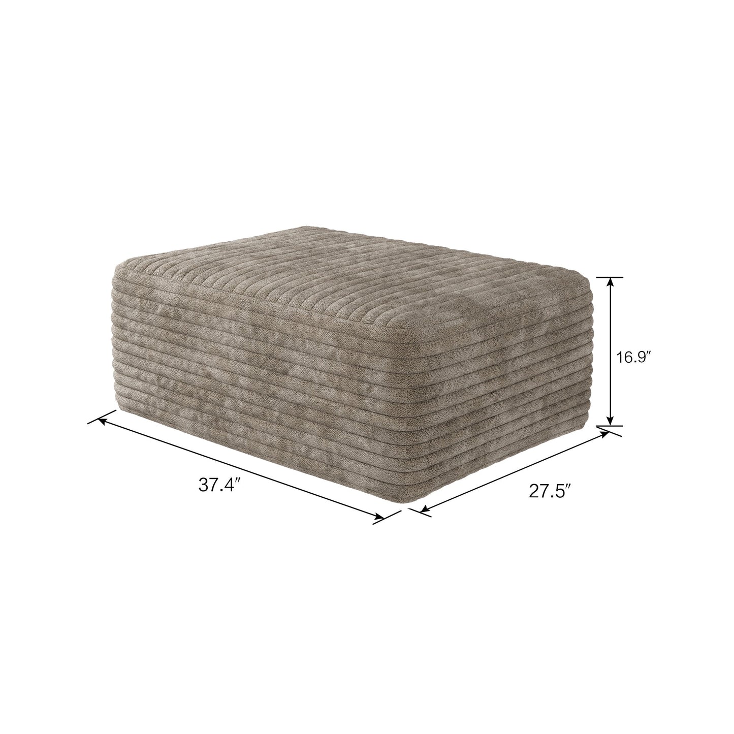 37.40' Sofa Ottoman, No Assembly Required, Camel Plush Corduroy Fabric