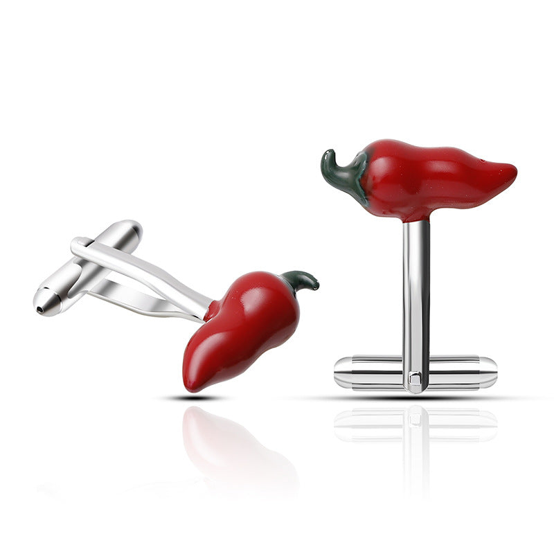 Mens Creative Red Pepper French Cufflinks