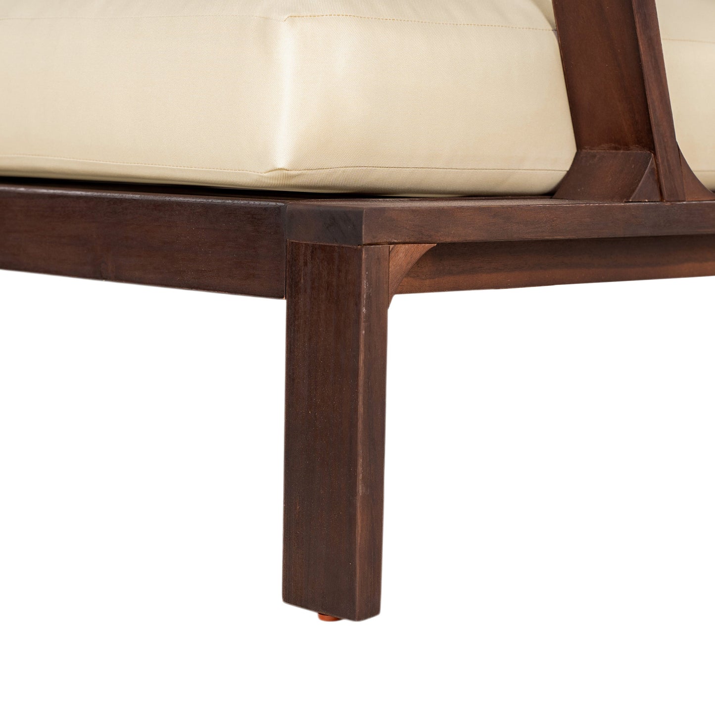 Outdoor Sofa Set Acacia Wood Dark Brown Beige Cushion 2 Piece Table