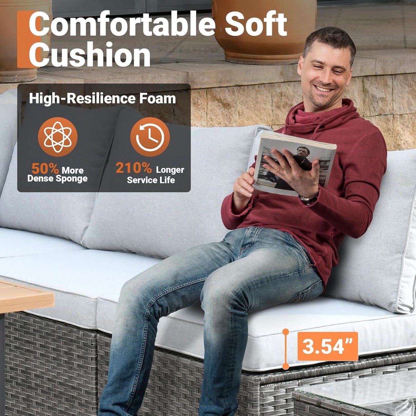 Outdoor Seven Piece Conversation Set with Coffee Table