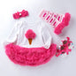 Infant Long Sleeve Cotton Rose Red For Girl Yarn Dress