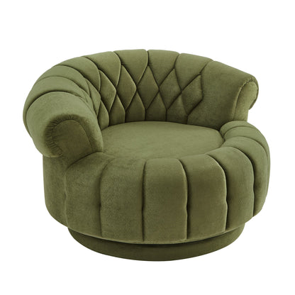 Swivel Accent Chair 360 Degree Chenille Green Oversized Round 45.9x42.7 In