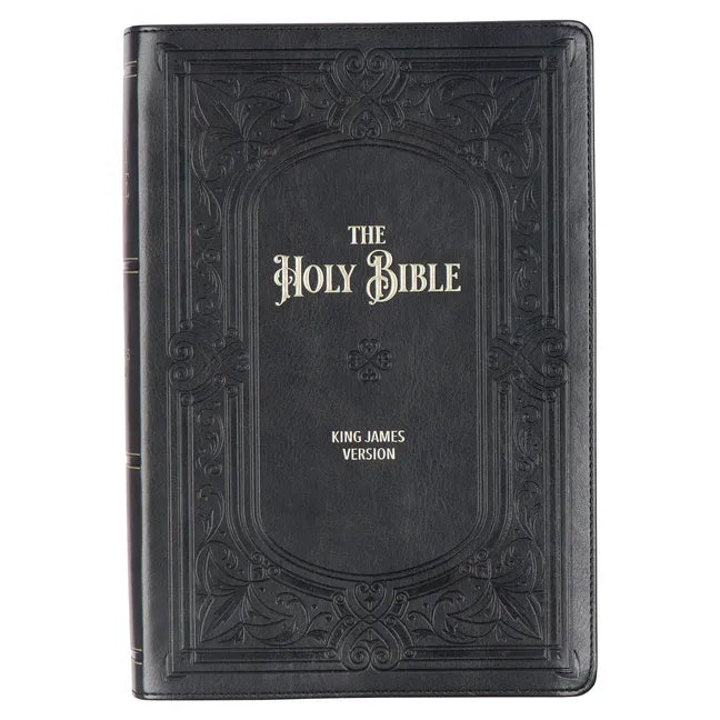 KJV Holy Bible, Giant Print Full-Size Faux Leather Red Letter Edition - Thumb Index & Ribbon Marker, King James Version, Midnight Blue - Leather