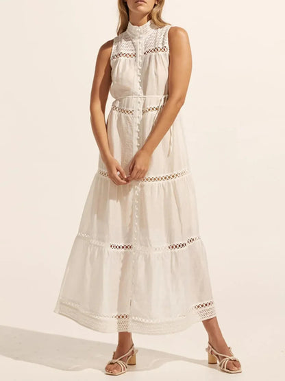 Hollow Out Sleeveless Midi Dress