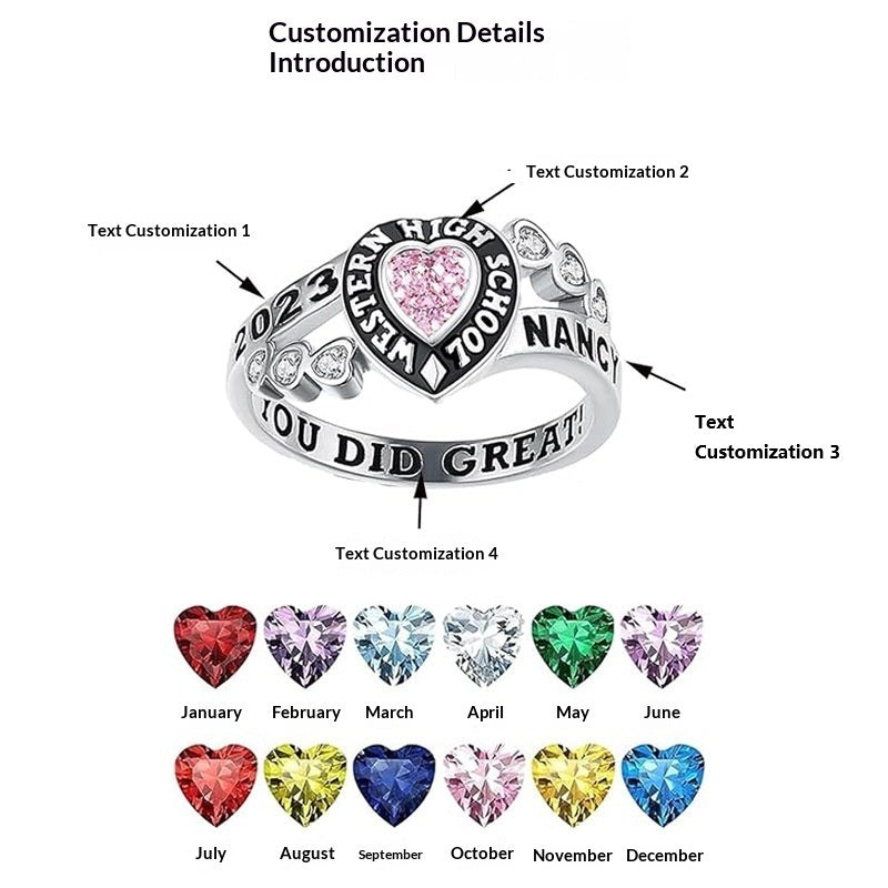 December Birthstone Engraved Ring