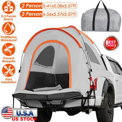 Truck Bed Tent Waterproof Windproof Pickup Truck Tent with Carry Bag 5.41-6.56FT Bed Rainfly PU2000mm Waterproof for Camping Travel