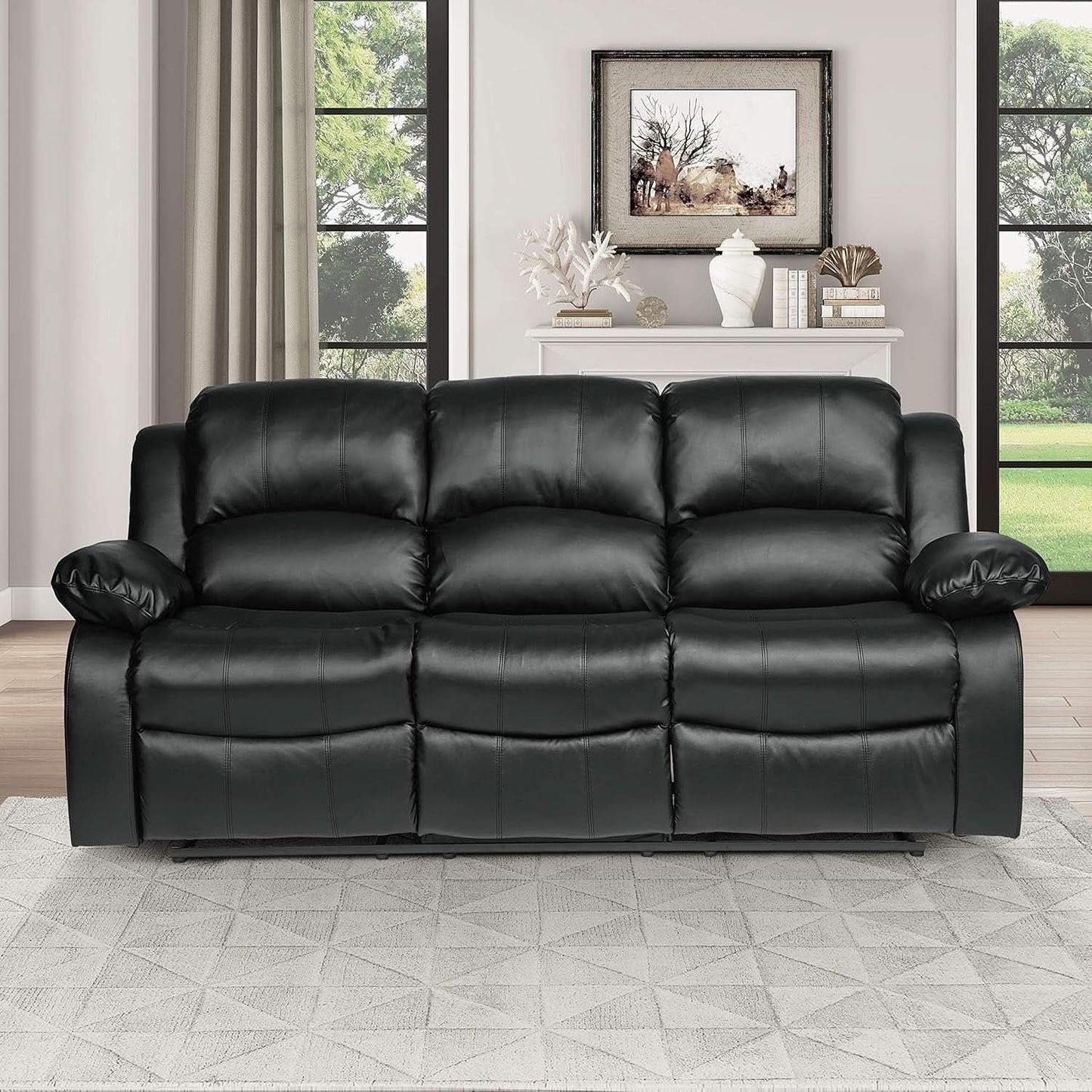 Humphreys Double Reclining Loveseat Black Faux Leather
