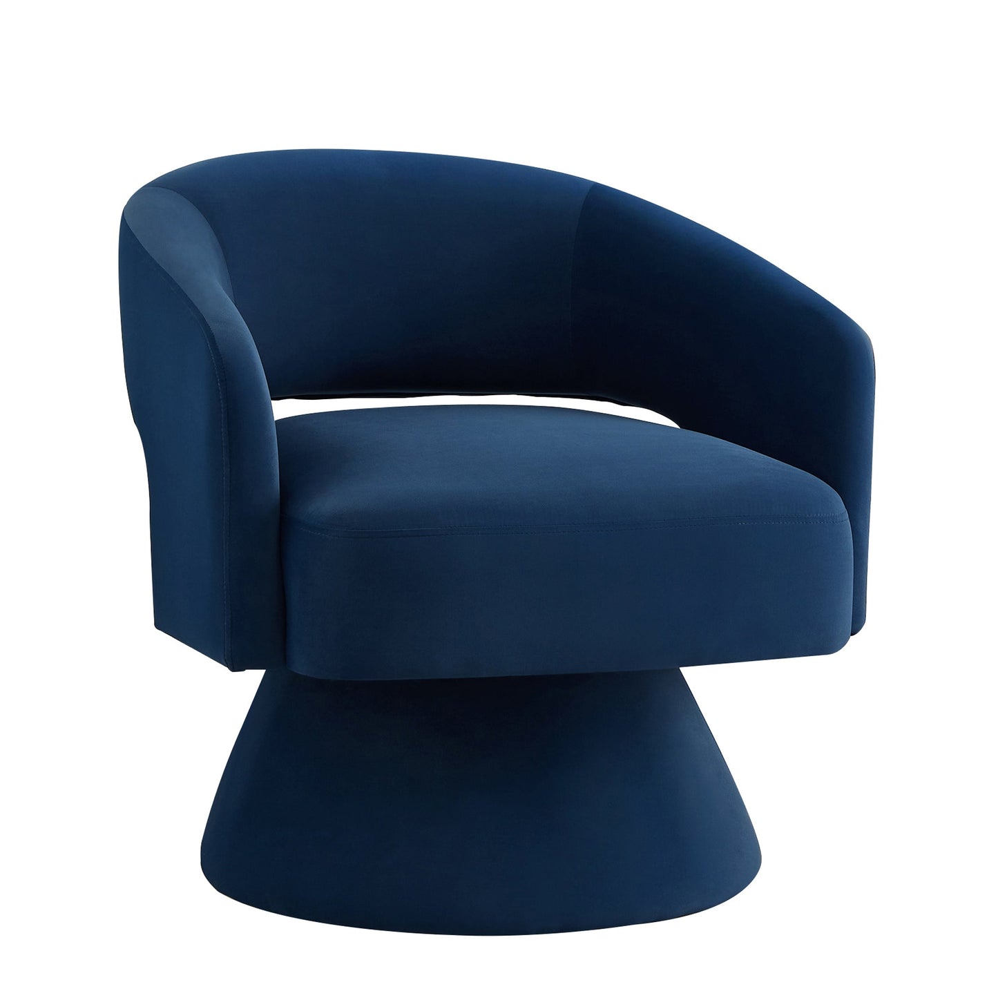 Accent Chair Swivel Barrel Velvet Navy Open Back 360 Degree 28x28x30 In