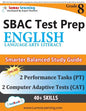SBAC Test Prep: Grade 8 English Language Arts Literacy (ELA) Common Core Practice Book and Full-length Online Assessments: Smarter Balanced Study Guid - Paperback