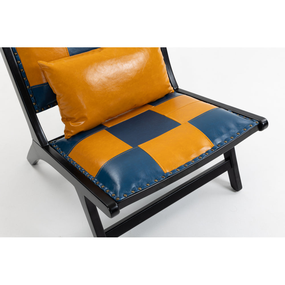 Mid-Century Accent Lounge Chair – Solid Wood Frame, Wide Seat, Boho Scandinavian Style