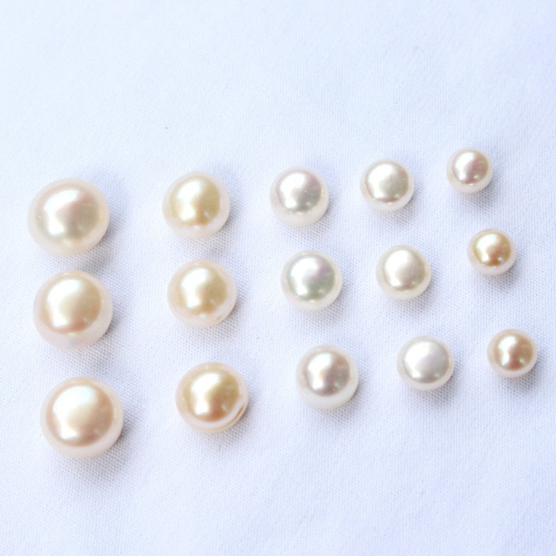 Half-hole Aurora-colored Natural Freshwater Flat-round White Pearls