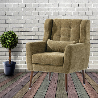 Accent Chair Chenille Olive Green Rubberwood Legs 28x29x38 In 275 LB