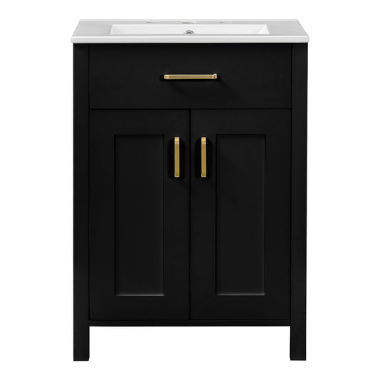 Bathroom Vanity Combo With Ceramic Sink, Luxurious Space-Saving Vanity, 2 Soft Close Doors