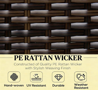 Outdoor Sectional Set PE Rattan Steel Brown Cream 6 Piece 395 LB