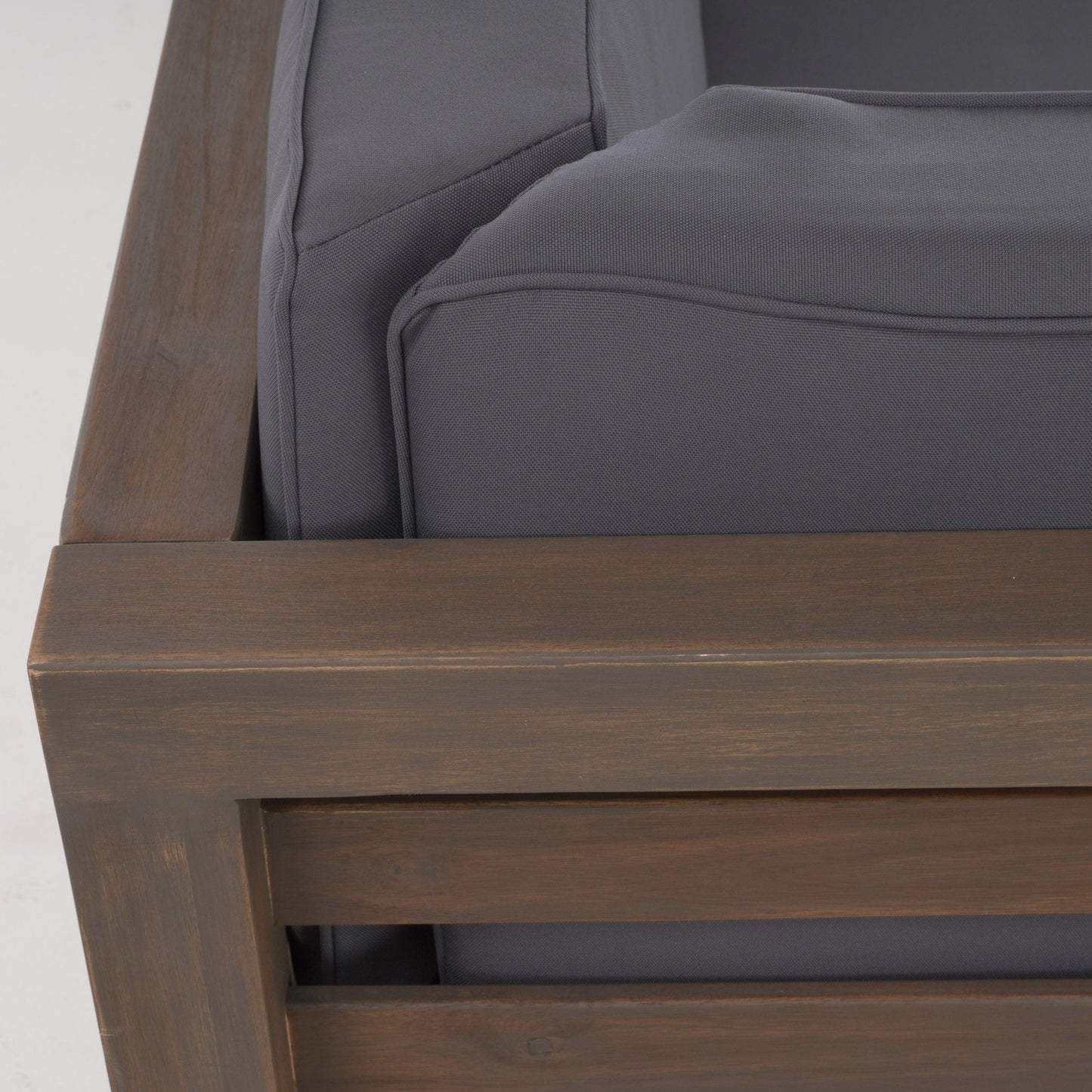 2-Piece Loveseat Set with Water-Resistant Cushions in Dark Grey Acacia Wood