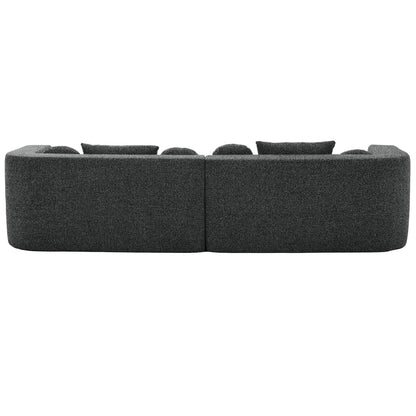 Sectional Sofa U-Shape Modular Boucle Black 6-Seat Deep Seating 114.9x64.5 In