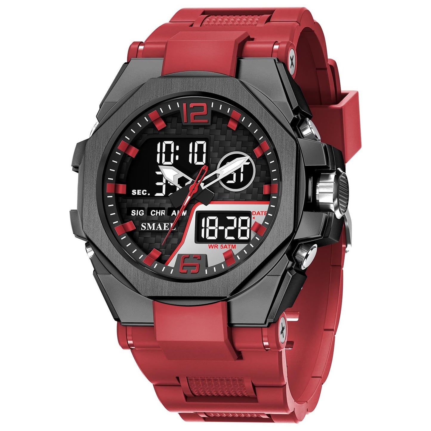 Mens Sports Outdoor Tactical Alloy Dual-Display Watch