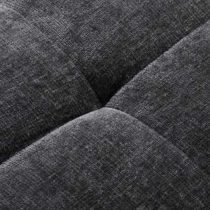 Sectional Sofa Curved L-Shape Chenille Gray 4 Seat 119 In Tufted