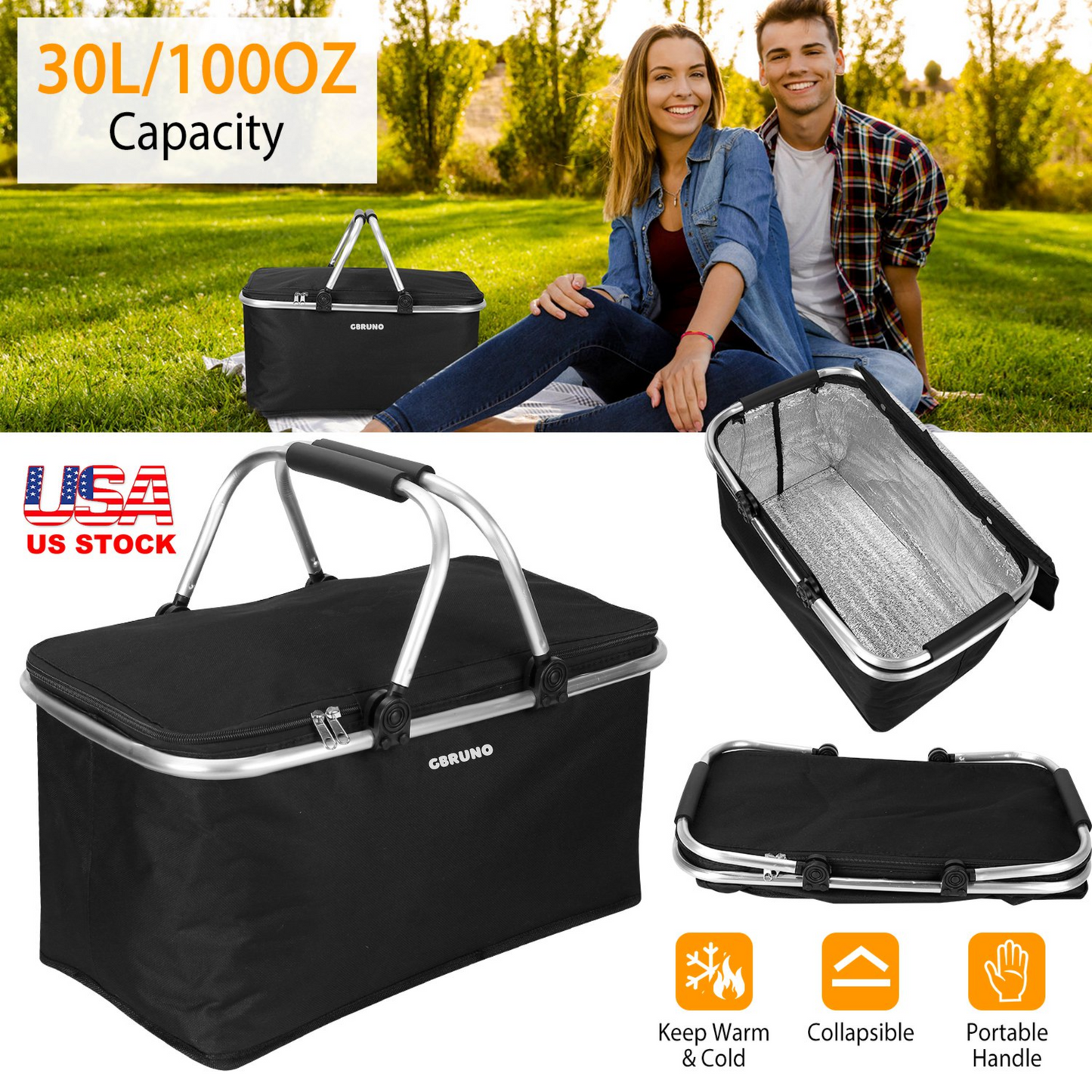 GBruno 30L Insulated Picnic Basket