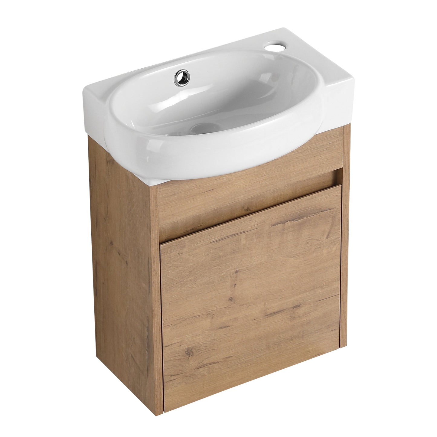 Soft Close Doors Bathroom Vanity With Sink, 16 Inch For Small Bathroom