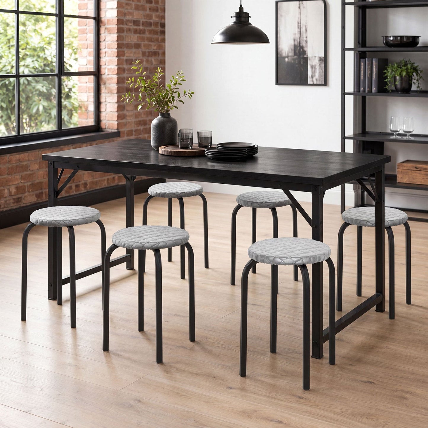 18-Inch Stackable Bar Stools with Washable Covers, Set of 6