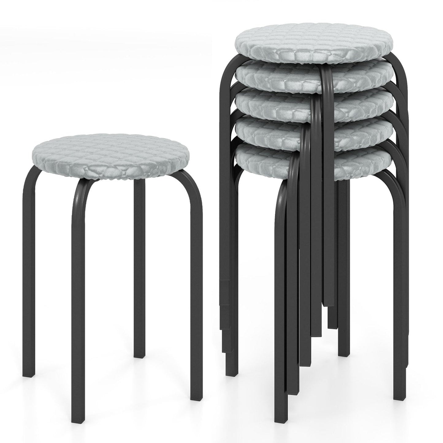 18-Inch Stackable Bar Stools with Washable Covers, Set of 6