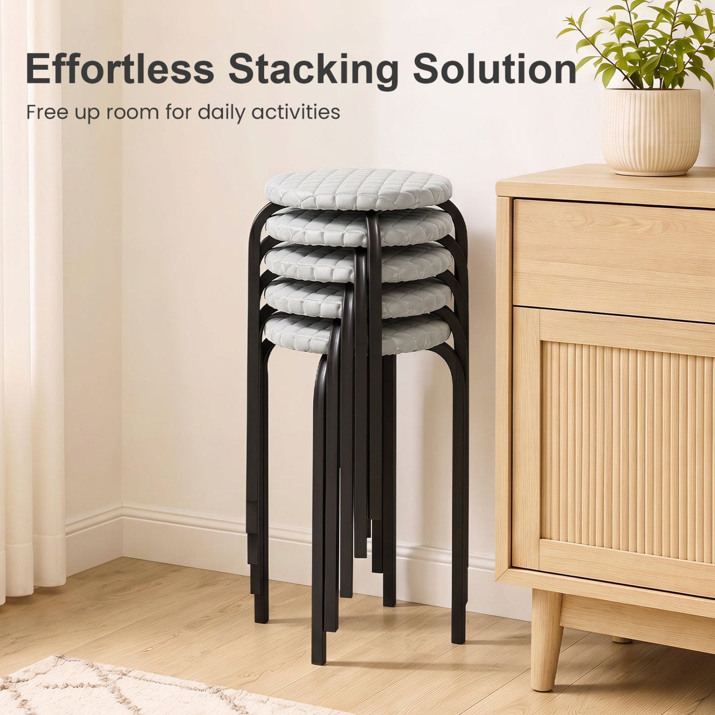 18-Inch Stackable Bar Stools with Washable Covers, Set of 6