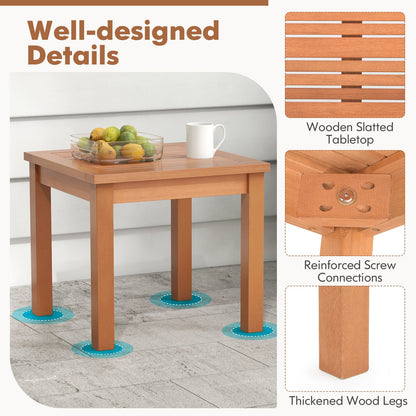 18 Inch Square End Outdoor Adirondack Side Table with Slatted Tabletop