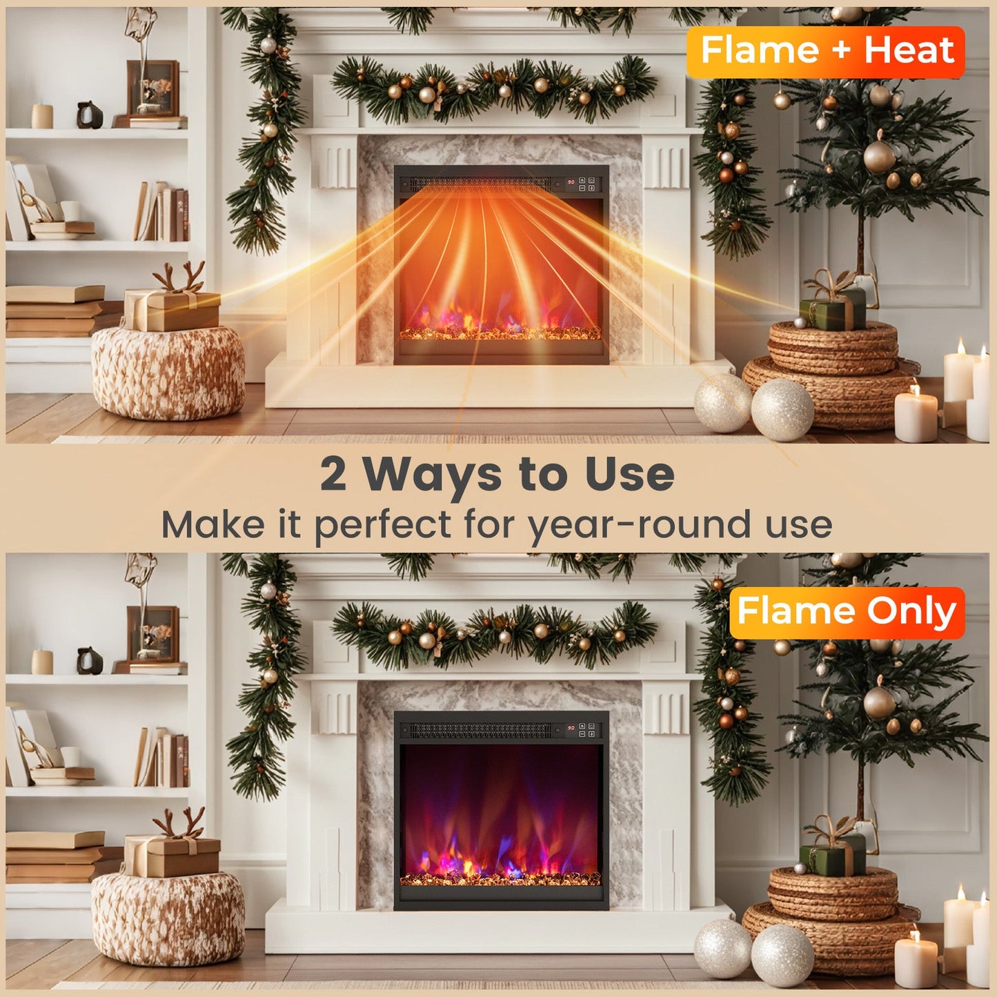 18/23/26 Inch 1500W Electric Fireplace Insert with Remote Control
