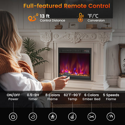 18/23/26 Inch 1500W Electric Fireplace Insert with Remote Control
