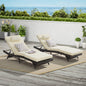 Outdoor Reclining Lounge Chair Wicker Khaki Set of 2 150 Degree 600 LB