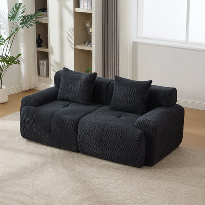 Sectional Sofa Modular 2-Seat Polyester Charcoal Cloud Tufted No Assembly 73 In