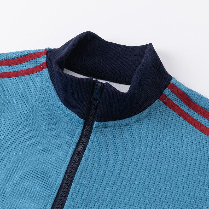 Striped Stand-Neck Preppy-Style Casual Sports Retro Jacket