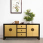Chinese Solid Wood Gold Sideboard – Ming & Qing Inspired 4‑Door Foyer & Dining Cabinet