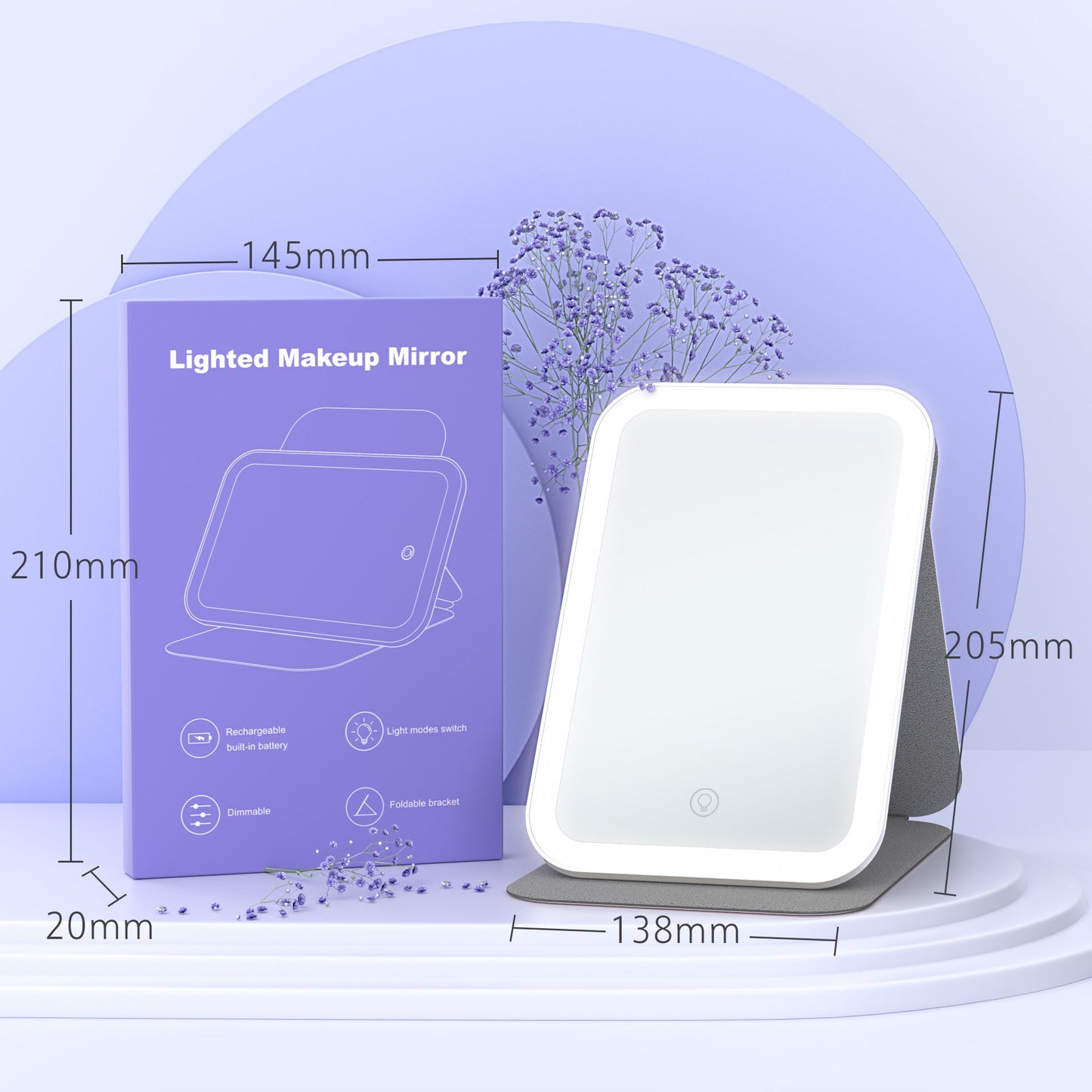 Leather-case Portable LED Folding Makeup Mirror