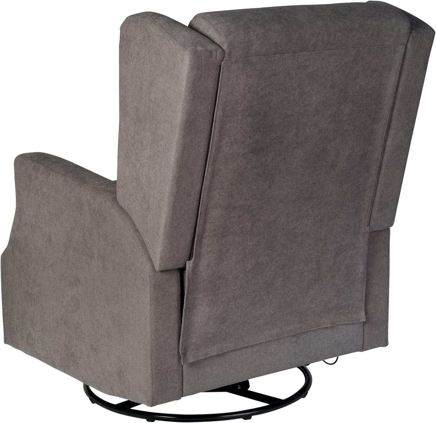 Omma Wingback Swivel Glider Recliner Dark Gray Upholstered