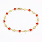 18k Gold Filled High Polish Finish Red Crystal Flower Ankle Bracelet
