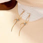 18K Gold Spiral Lines Heart Design Dangle Earrings