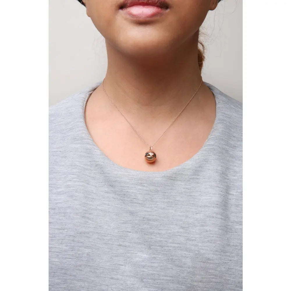 Black and White Diamond Heart Ball Pendant in 18K Rose Gold 3/8 Cttw