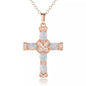 18K Rose Gold Plating & Fire Cross Pendant - Religious Jewelry
