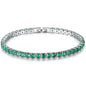 18K White Gold Round Cut Emerald Tennis Bracelet