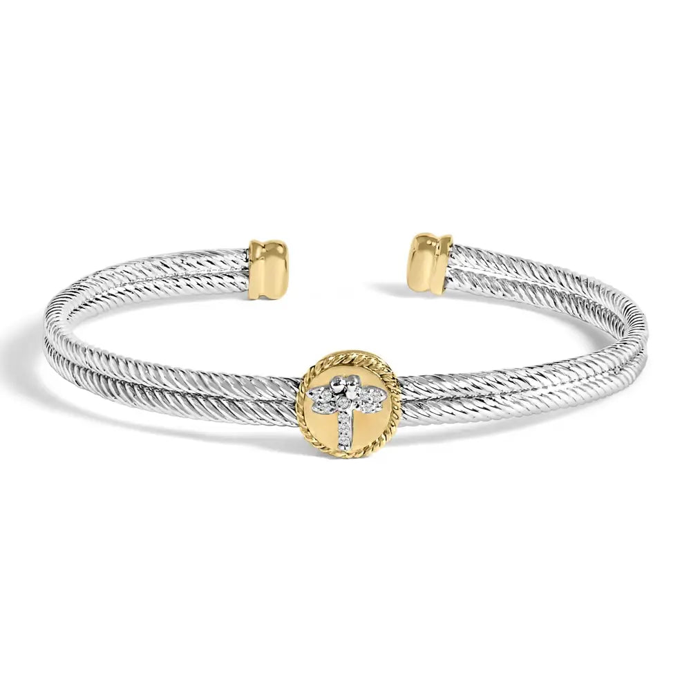 Diamond Dragonfly Bangle in 18K Gold Plated Sterling Silver 7.75 Inch