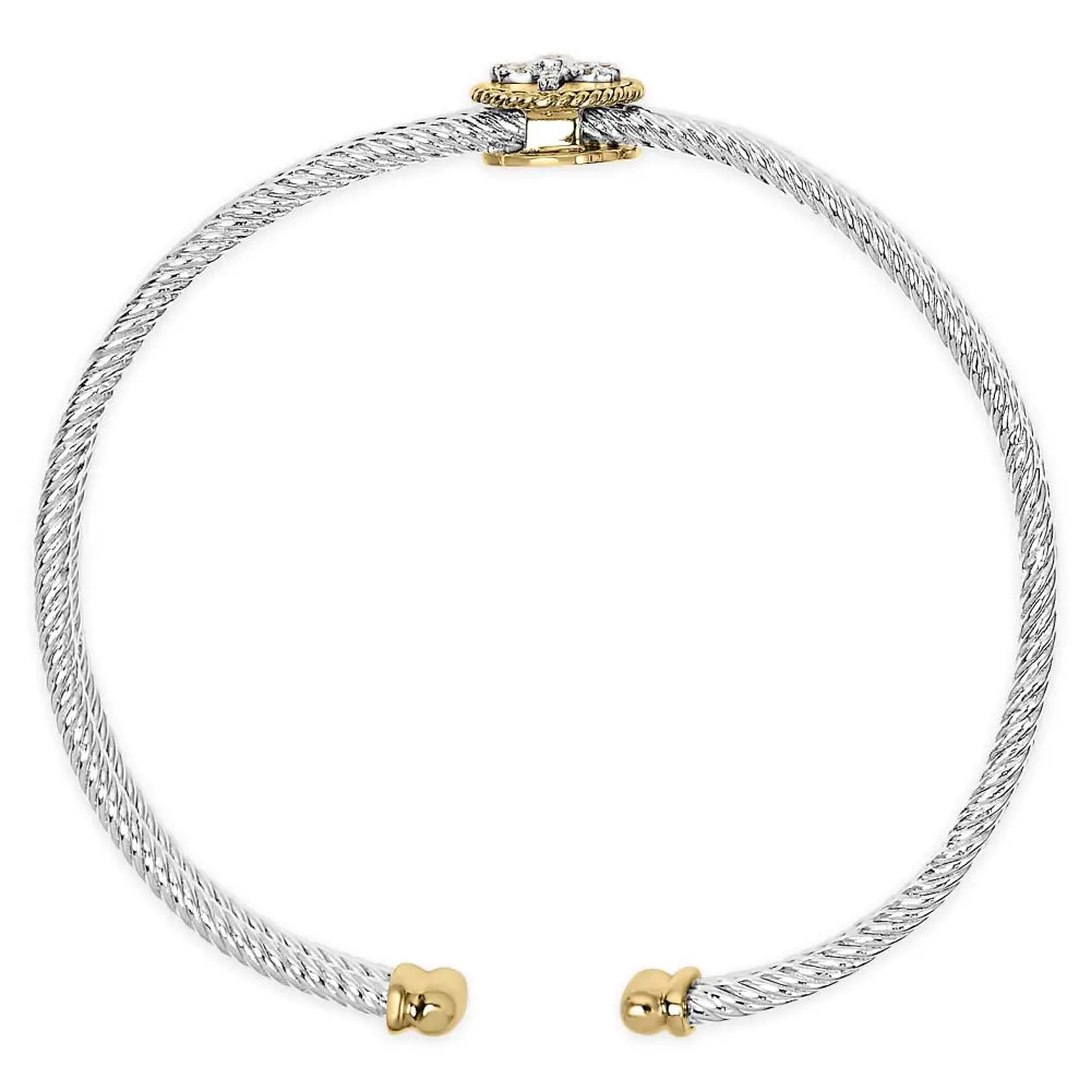 Diamond Dragonfly Bangle in 18K Gold Plated Sterling Silver 7.75 Inch
