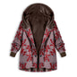 Retro flower print plus size hooded jacket top