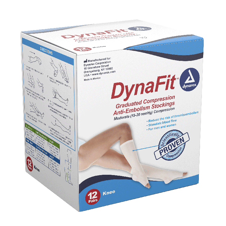 Dynarex DynaFit Compression Stockings - 12pairs/bx, 5bxs/case (60 Pairs)