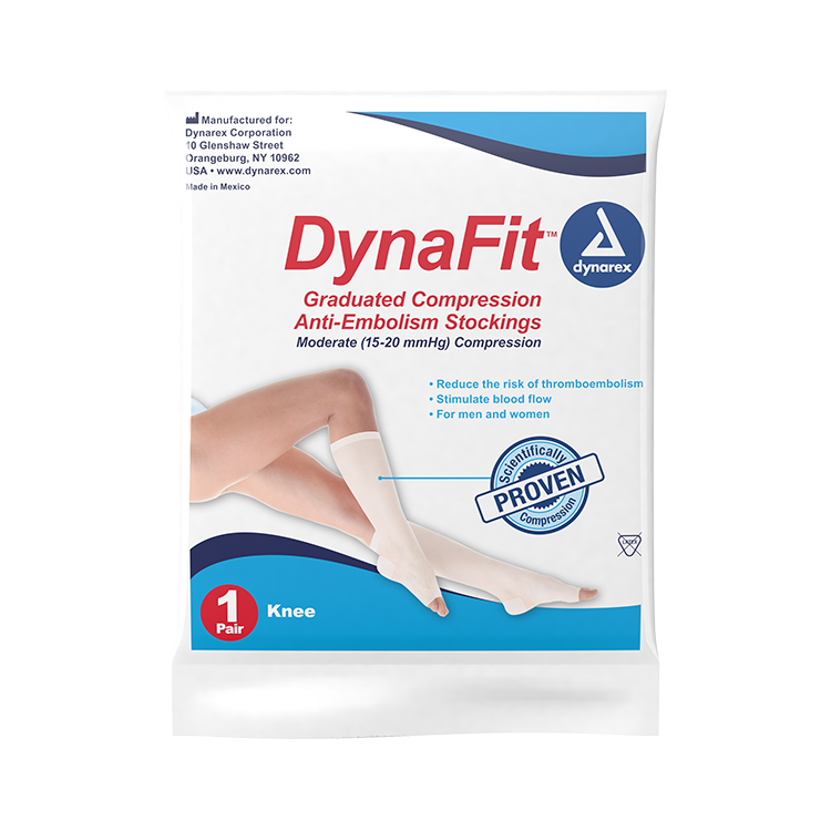 Dynarex DynaFit Compression Stockings - Knee, X-Large, 12pairs/bx, 5bxs/case (60 Pairs)