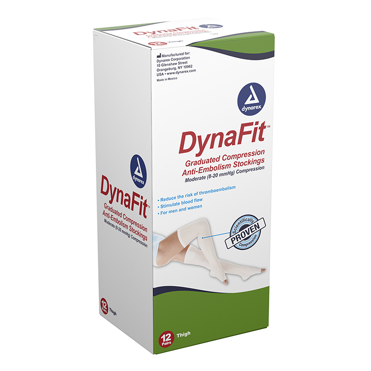 Dynarex DynaFit Compression Stockings - Thigh, Small, 12pairs/bx, 5bxs/case (60 Pairs)