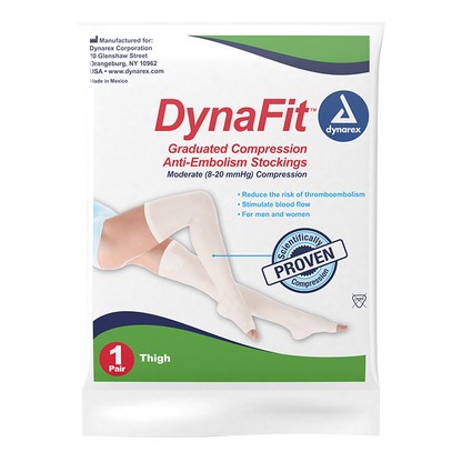 Dynarex DynaFit Compression Stockings - Thigh, X-Large, 12pairs/bx, 5bxs/case (60 Pairs)