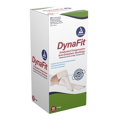 Dynarex DynaFit Compression Stockings - Thigh, X-Large, 12pairs/bx, 5bxs/case (60 Pairs)