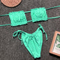 Ruched bikini set with flirty frill trim
